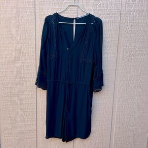 Twelfth Street by Cynthia Vincent Elegant Black lace trim short Romper